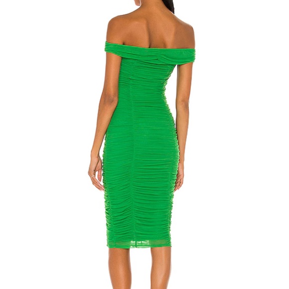 Majorelle Kelly Green Off-the-Shoulder Tabitha Midi Dress, size SMALL - Picture 3 of 8
